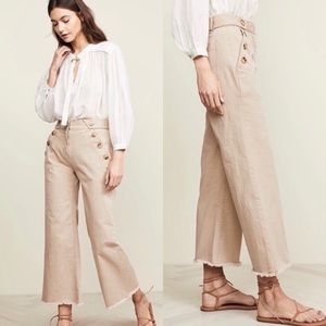 DEREK LAM 10 CROSBY Button-detailed Stretch-cotton Twill Wide-leg Pants